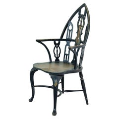 Beautiful Neogothic armchair in ebonized oak wood