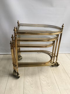 Beautiful Nest of Vintage Brass Tables/Trolleys