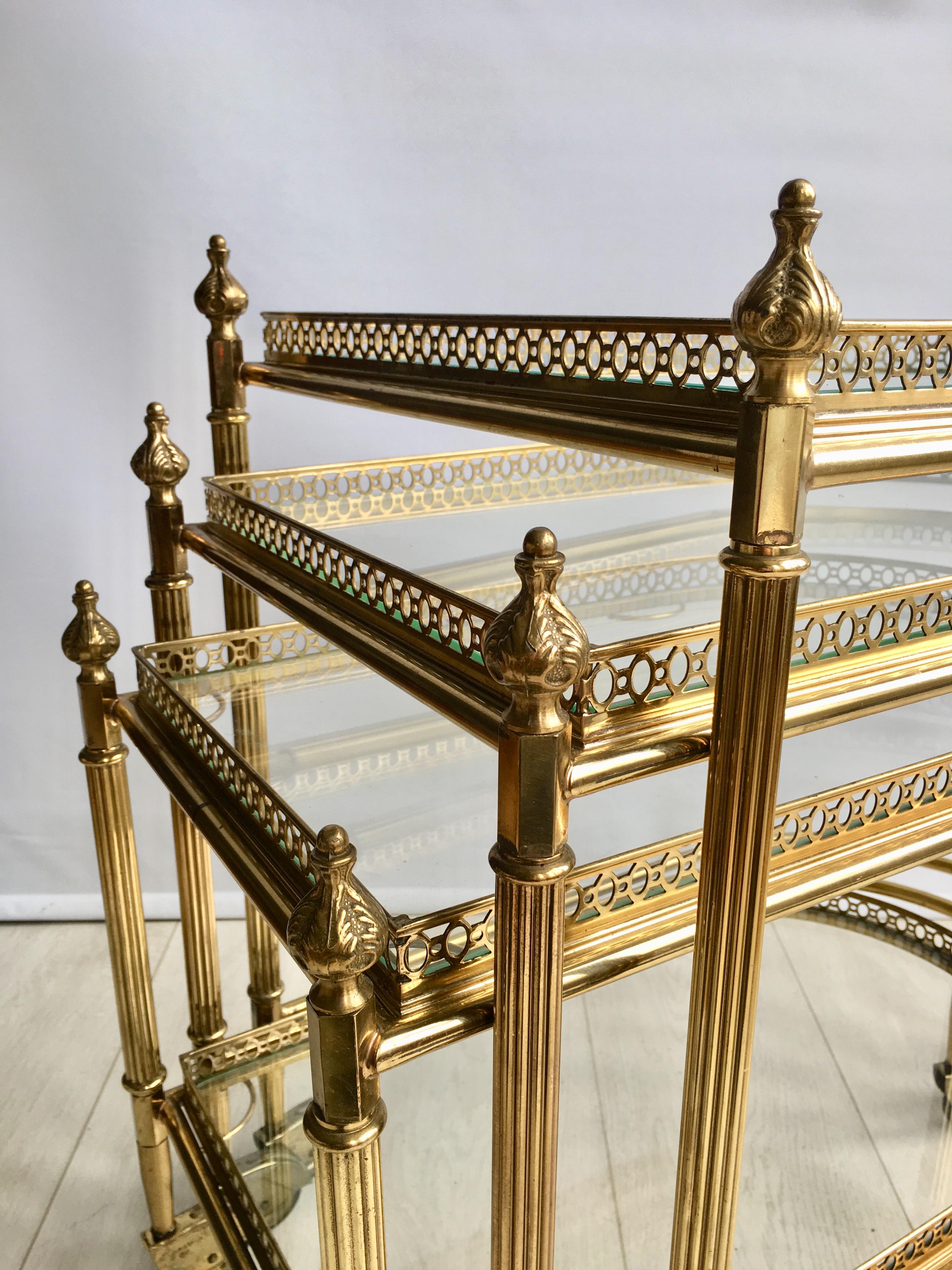 Mid-20th Century Beautiful Nest of Vintage Brass Tables/Trolleys For Sale
