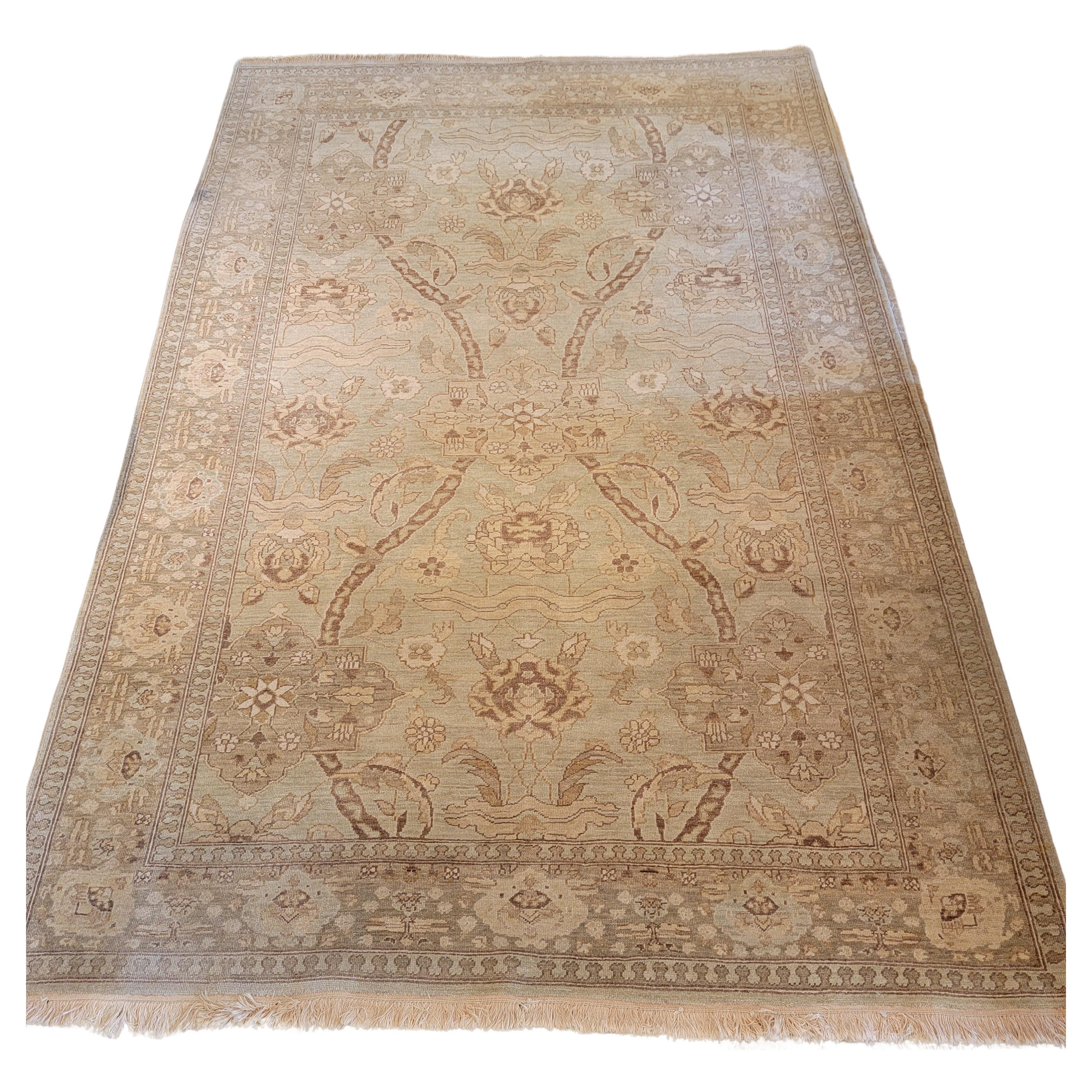Beautiful Neutral Indo Sultanabad Style Area Rug For Sale