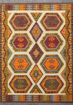 Schöner handgewebter Kelim-Teppich im neuen anatolischen Design, 3,66 m x 4,66 m