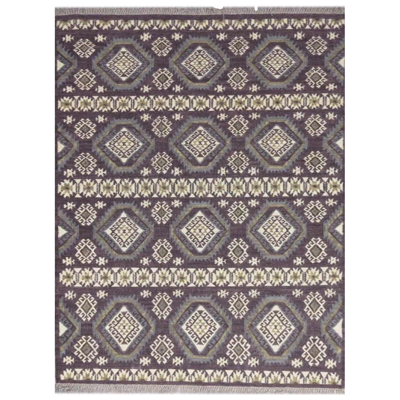 Beautiful New Anatolian Design Handwoven Kilim Rug, size: 6ft 6in x 9ft 10in