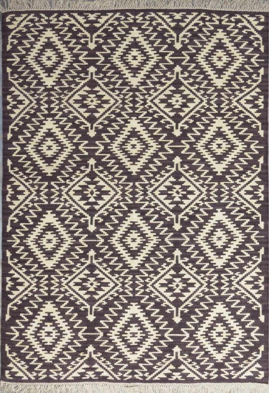Nice new Kilim with beautiful geometrical design of Turkish Kilims and nice colors, entirely handwoven with wool on cotton foundation. Measures: 170 x 240 cm.