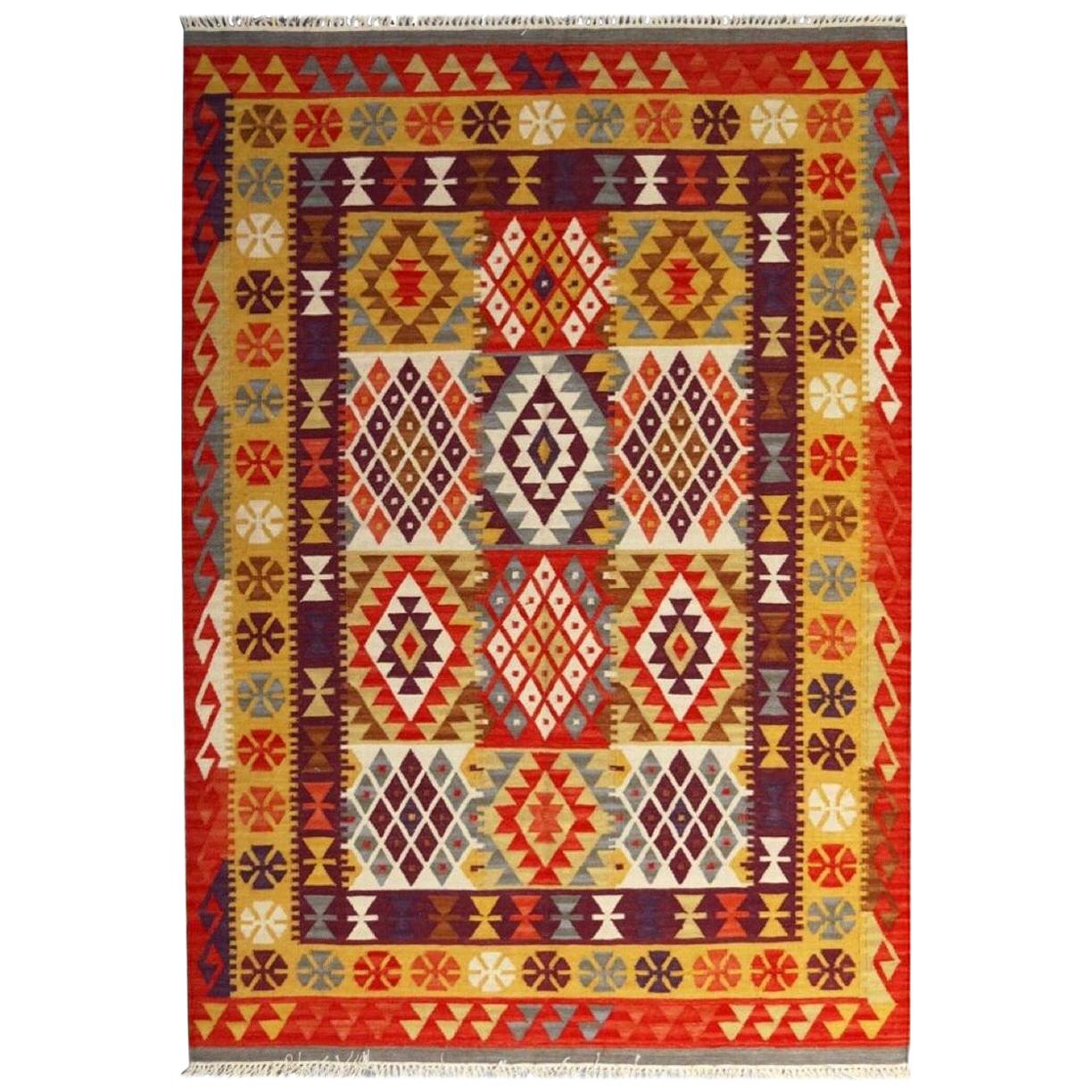 Beautiful New Anatolian Design Handwoven Kilim Rug For Sale