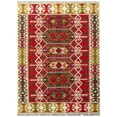 Magnifique tapis Kilim d'Anatolie tissé à la main au design turc