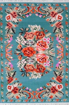 Beautiful New Floral Design Bessarabian Style Flat Kilim Rug