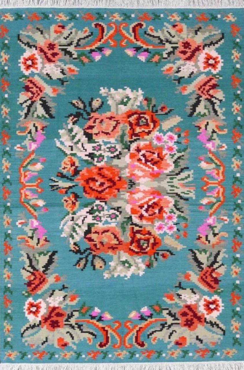 Indian Beautiful New Floral Design Bessarabian Style Flat Kilim Rug For Sale