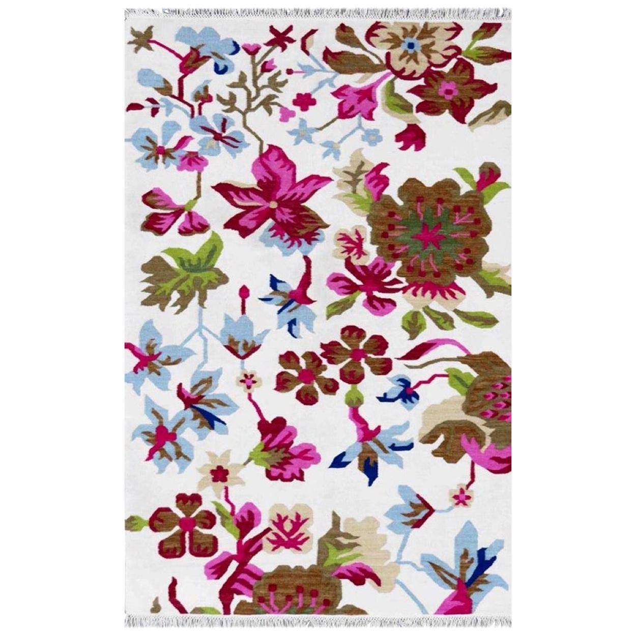Beautiful New Floral Design Bessarabian Style Flat Kilim Rug For Sale