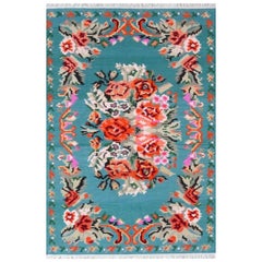 Magnifique tapis Kilim plat de style Bessarabian à motifs floraux neufs