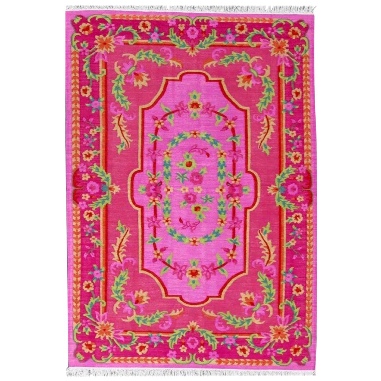 Beautiful New Floral Design Bessarabian Style Flat Kilim Rug For Sale