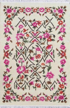 Beautiful New Floral Design Bessarabian Style Flat Kilim Rug, 6ft 6in x 9ft 10in