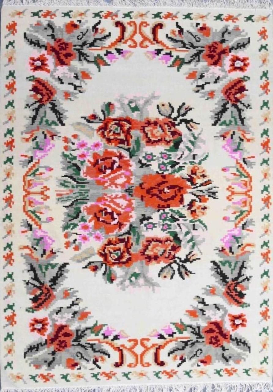 Aubusson Beautiful New Floral Design Bessarabian Style Flat Kilim Rug, 6ft 6in x 9ft 10in For Sale