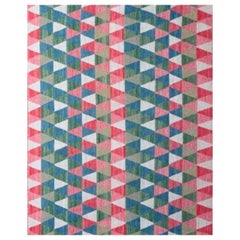 Preciosa alfombra tejida a mano de diseño europeo Kilim plano de 1,80 m x 1,80 m