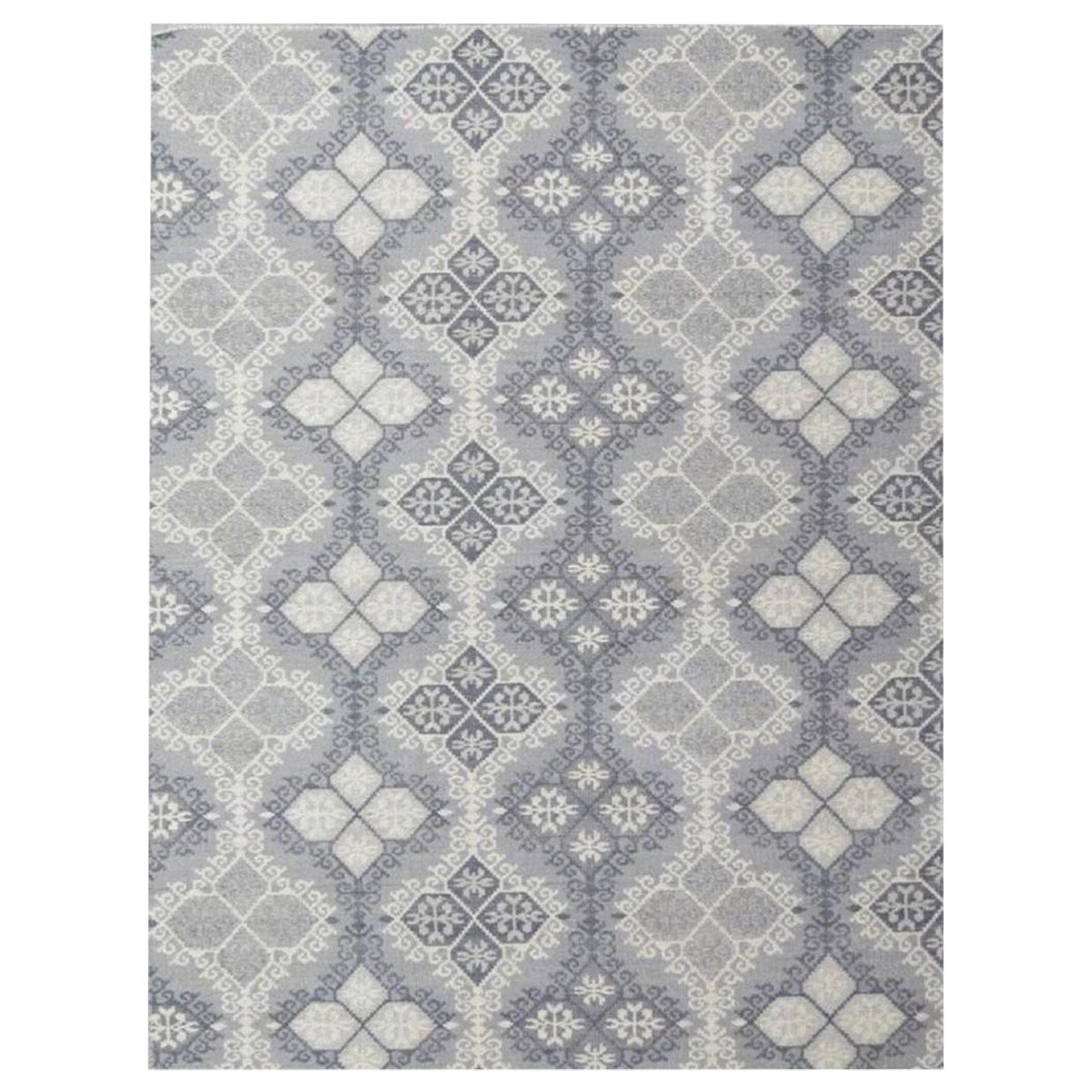 Preciosa Alfombra Kilim Plana Nueva Tejida a Mano con Diseño Europeo