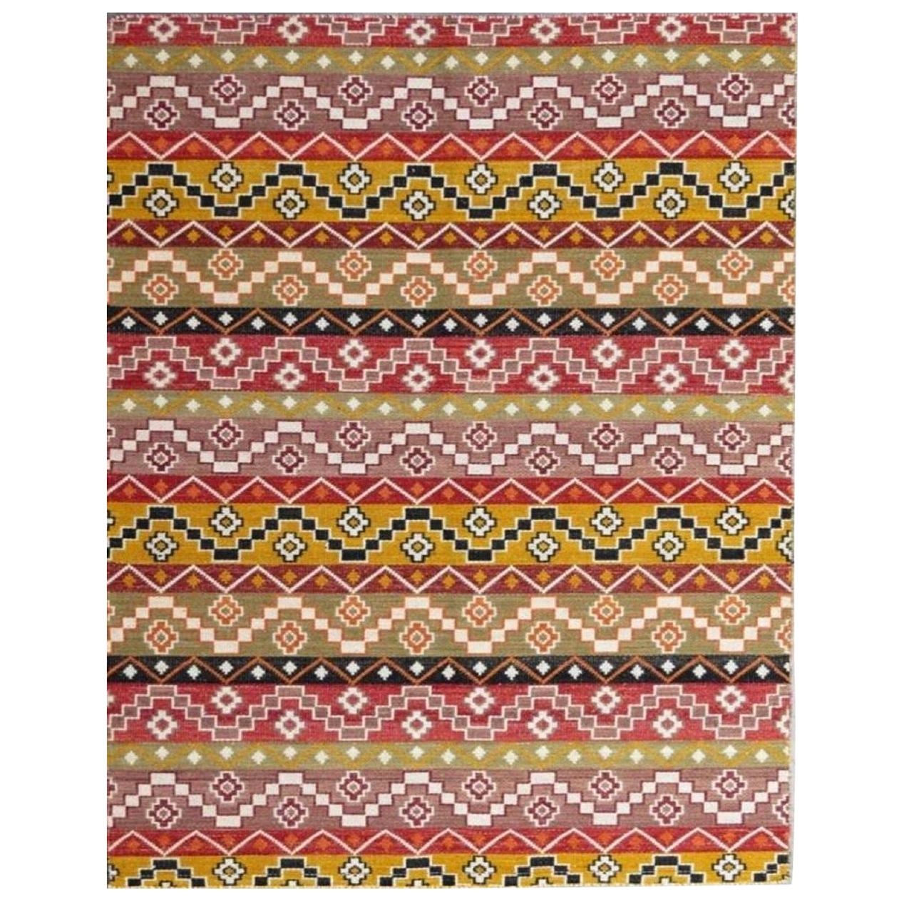 Preciosa Alfombra Kilim Plana Nueva Tejida a Mano con Diseño Europeo
