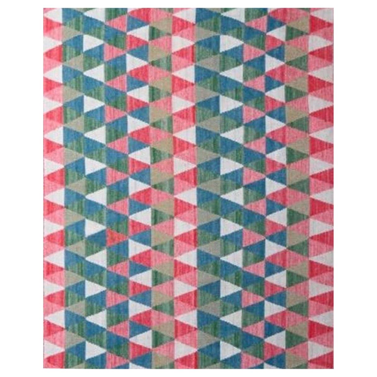 Preciosa Alfombra Kilim Plana Nueva Tejida a Mano con Diseño Europeo