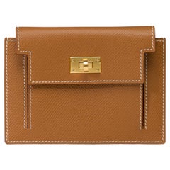 Magnifique nouveau Hermès Kelly Pocket Compact en cuir de veau Epsom doré , GHW