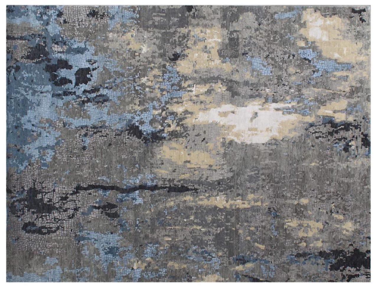 Schönes zeitgenössisches abstraktes Design Teppich mit schönen Farben, komplett handgeknüpft mit Wolle und Seide Samt auf Baumwolle Grundlage. Maße: 10 x 14 Fuß.