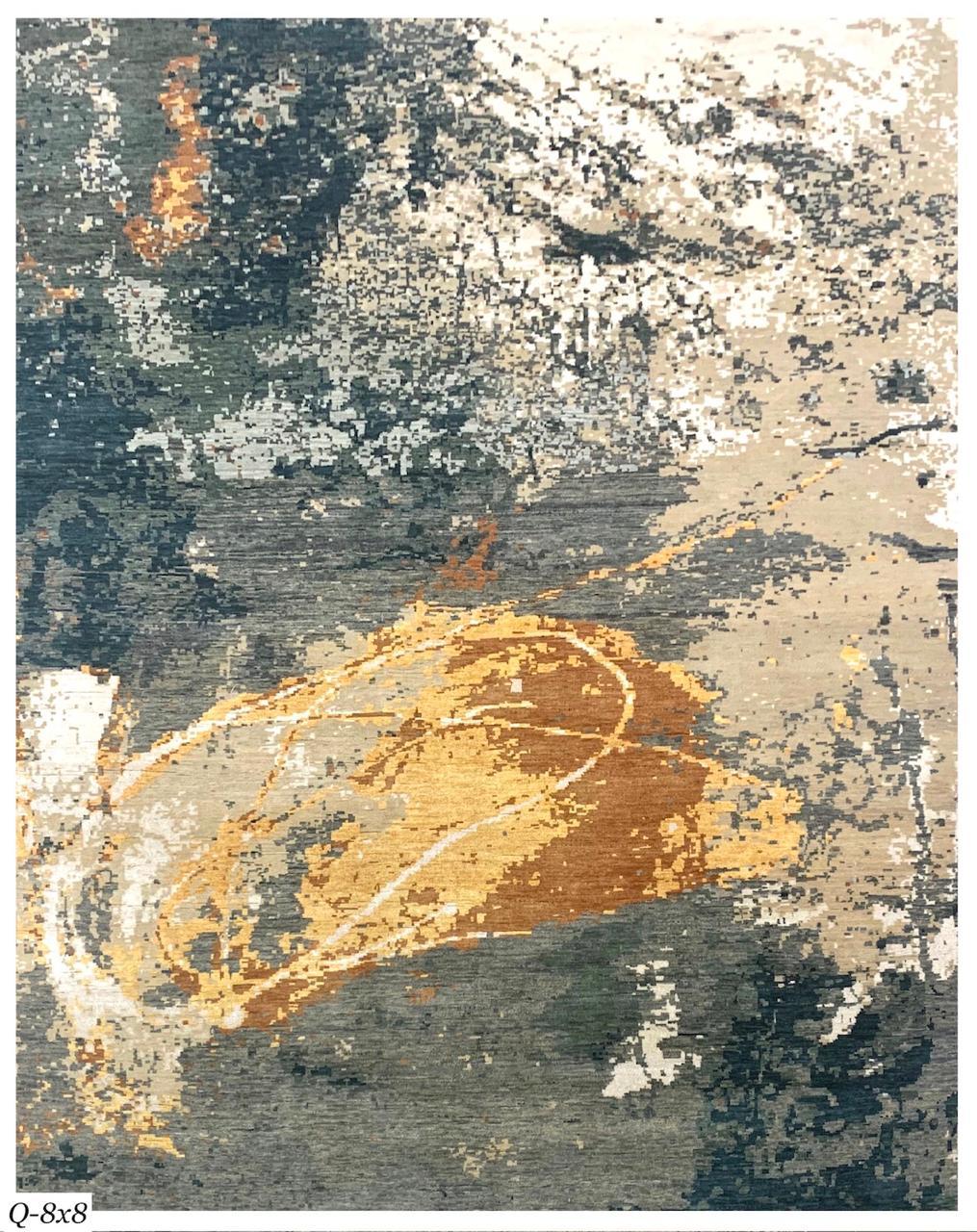 Schönes zeitgenössisches abstraktes Design Teppich mit schönen Farben, komplett handgeknüpft mit Wolle Samt auf Baumwolle Grundlage.