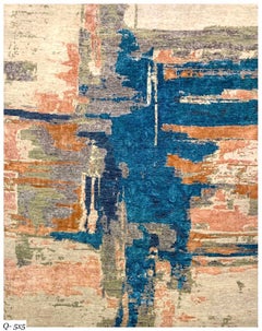 Nueva alfombra moderna anudada a mano de diseño abstracto