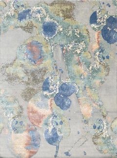 Magnifique tapis moderne noué à la main, de conception abstraite