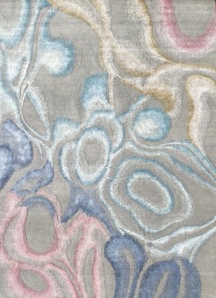 Nueva alfombra moderna anudada a mano de diseño abstracto