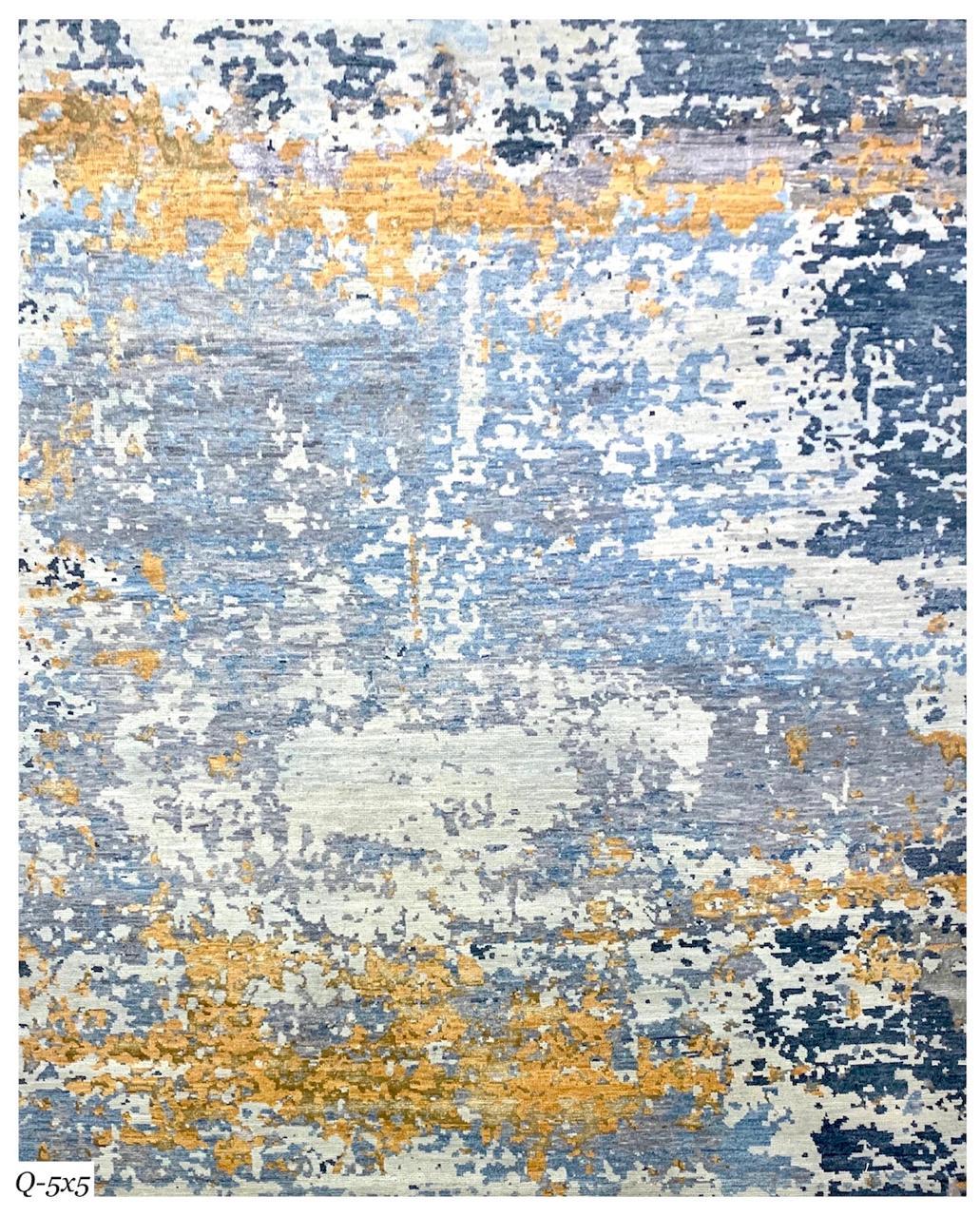 Indian Beautiful New Modern Hand Knotted, Abstract Design Rug For Sale