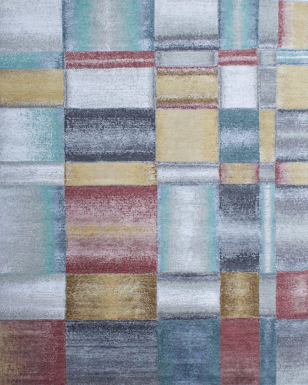 Modern Bobyrug’s Beautiful New Hand Knotted, modern Abstract Design Rug For Sale