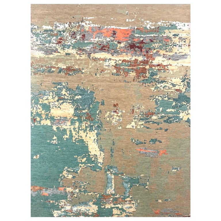 Beautiful New Modern Hand Knotted, Abstract Design Rug For Sale at 1stDibs