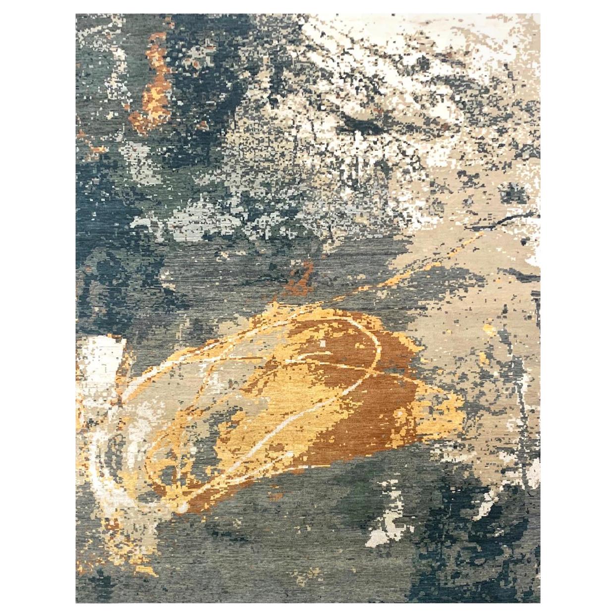 Beautiful New Modern Hand Knotted, Abstract Design Rug