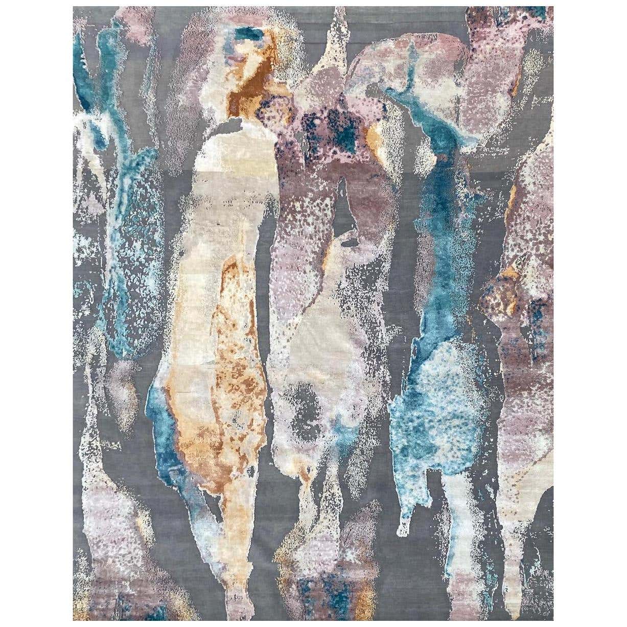 Beautiful New Modern Hand Knotted, Abstract Design Rug For Sale at 1stDibs