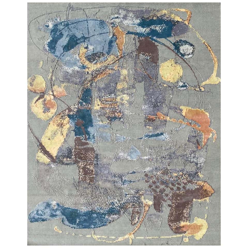 Beautiful New Modern Hand Knotted, Abstract Design Rug For Sale at 1stDibs