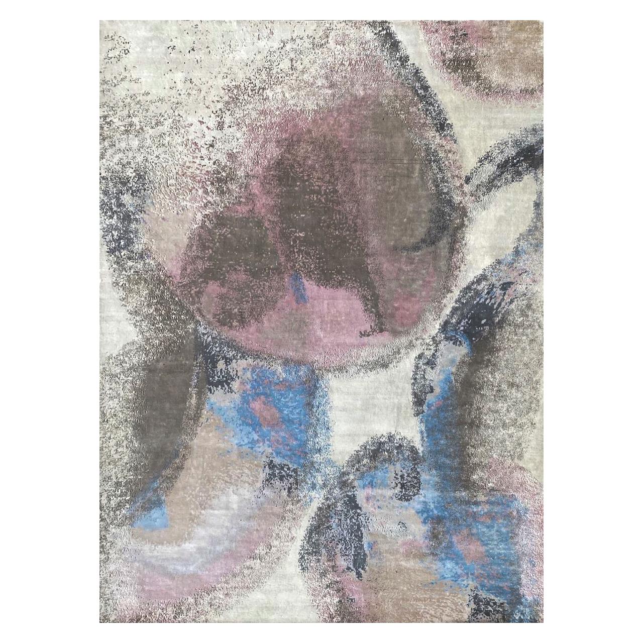 Beautiful New Modern Hand Knotted, Abstract Design Rug