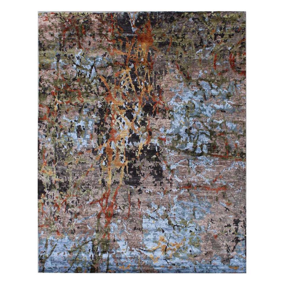 Rustic Abstract Rug Beautiful New Modern Hand Knotted, Abstract Design Rug For Sale at 1stDibs