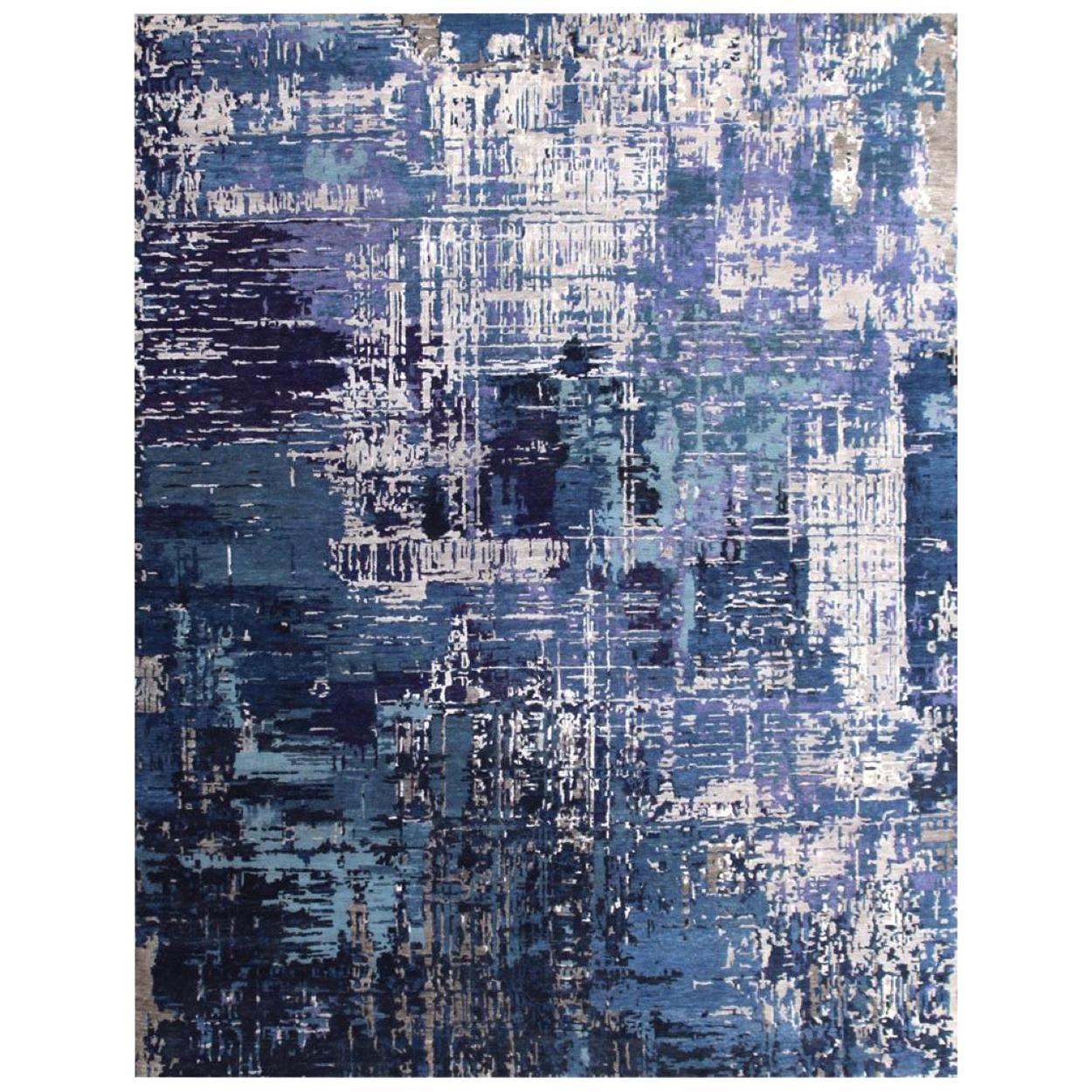 Beautiful New Modern Hand Knotted, Abstract Design Rug For Sale