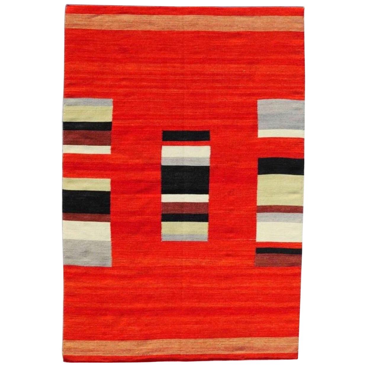 Beautiful New Tribal Design Handwoven Kilim Rug  size 6ft 6in x 9ft 10in For Sale