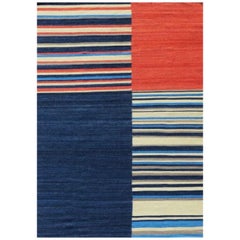 Magnifique tapis Kilim tissé à la main au design tribal, neuf  Taille : 6 pieds 6 po. x 9 pieds 10 po.