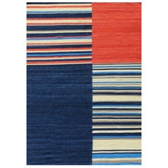 Magnifique tapis Kilim tissé à la main au design tribal, neuf