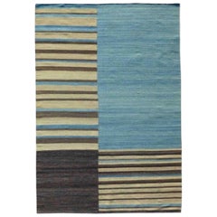 Magnifique tapis Kilim tissé à la main au design tribal, neuf