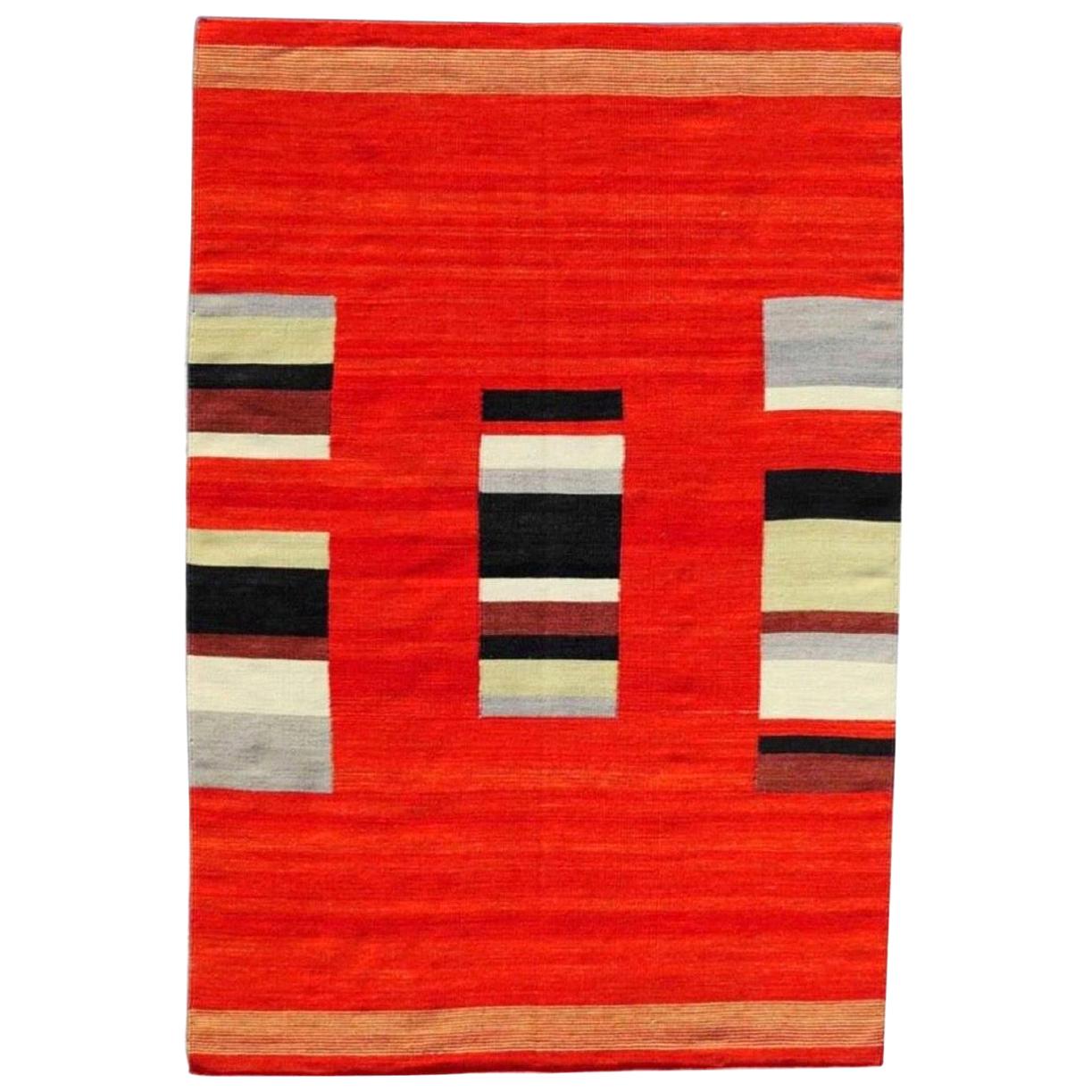 Magnifique tapis Kilim tissé à la main au design tribal, neuf