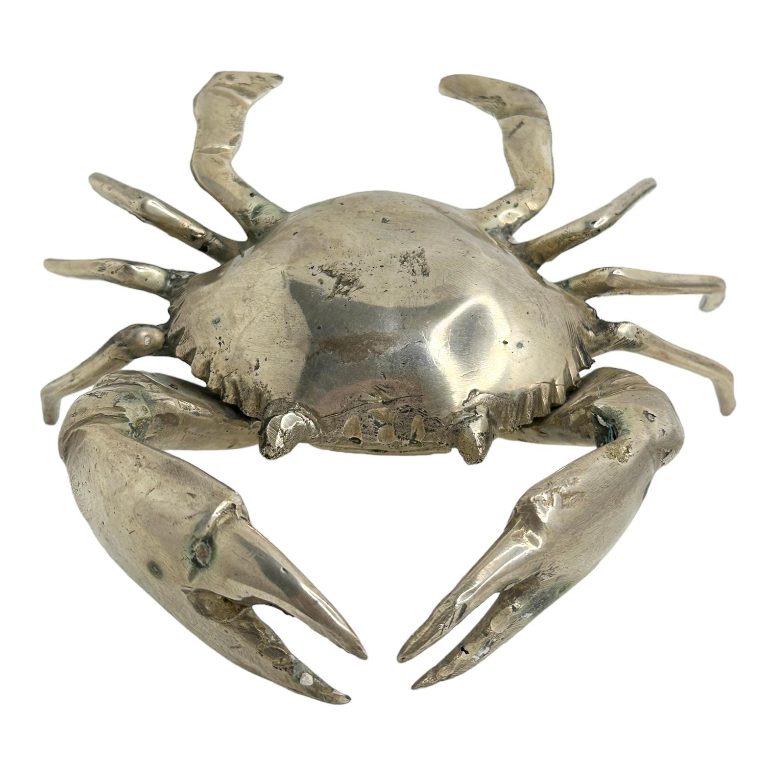 Belle sculpture de crabe en nickel Statue en métal, vintage, Italie, années 1980 en vente 1