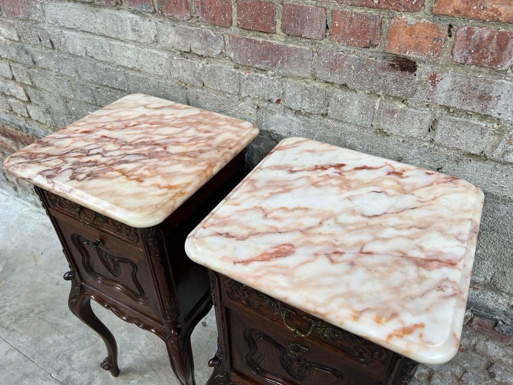 Early 20th Century Beautiful night stands with pink marble  For Sale
