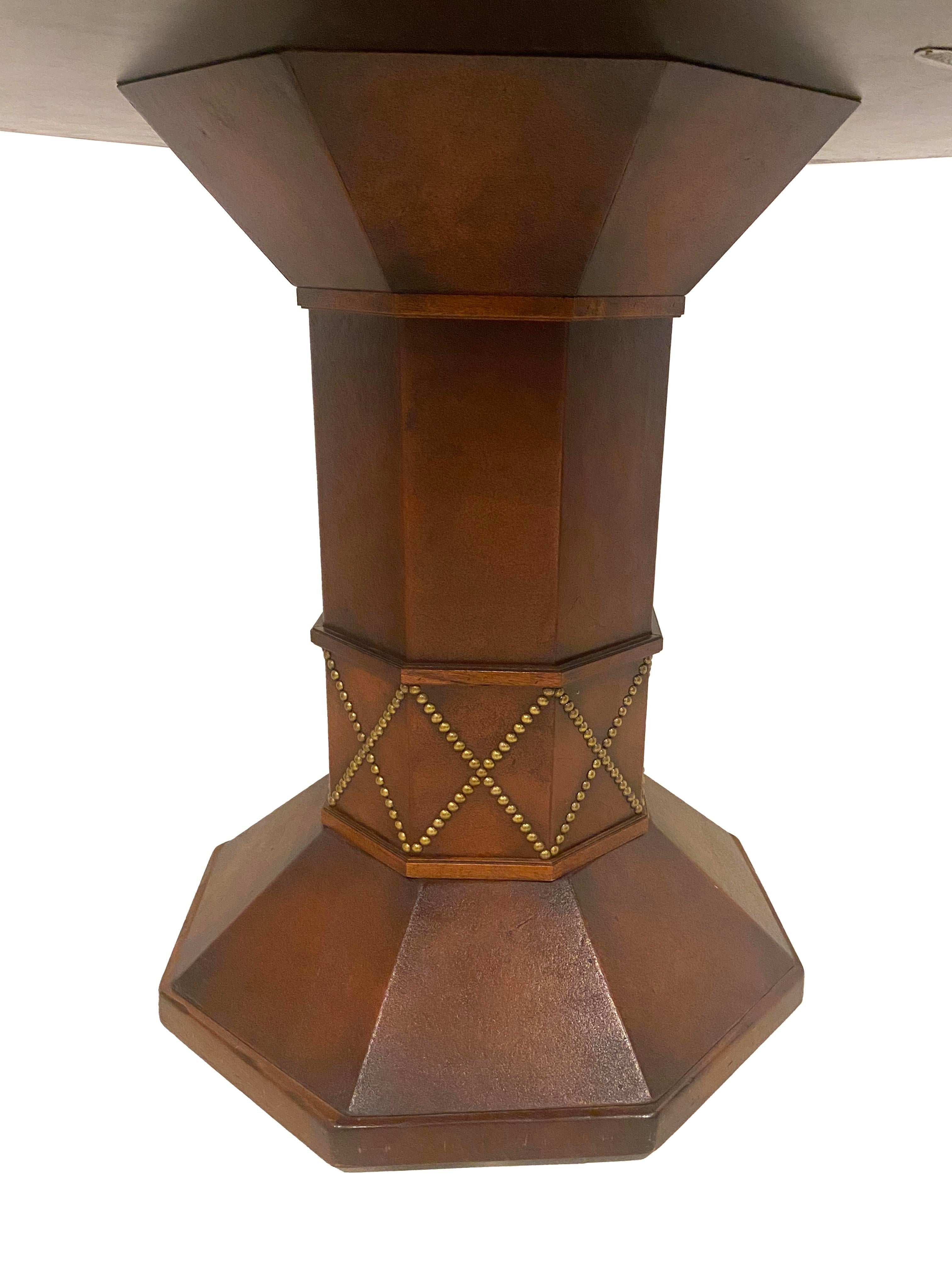 Beautiful Octagonal Leather Game Table In Good Condition For Sale In Scottsdale, AZ