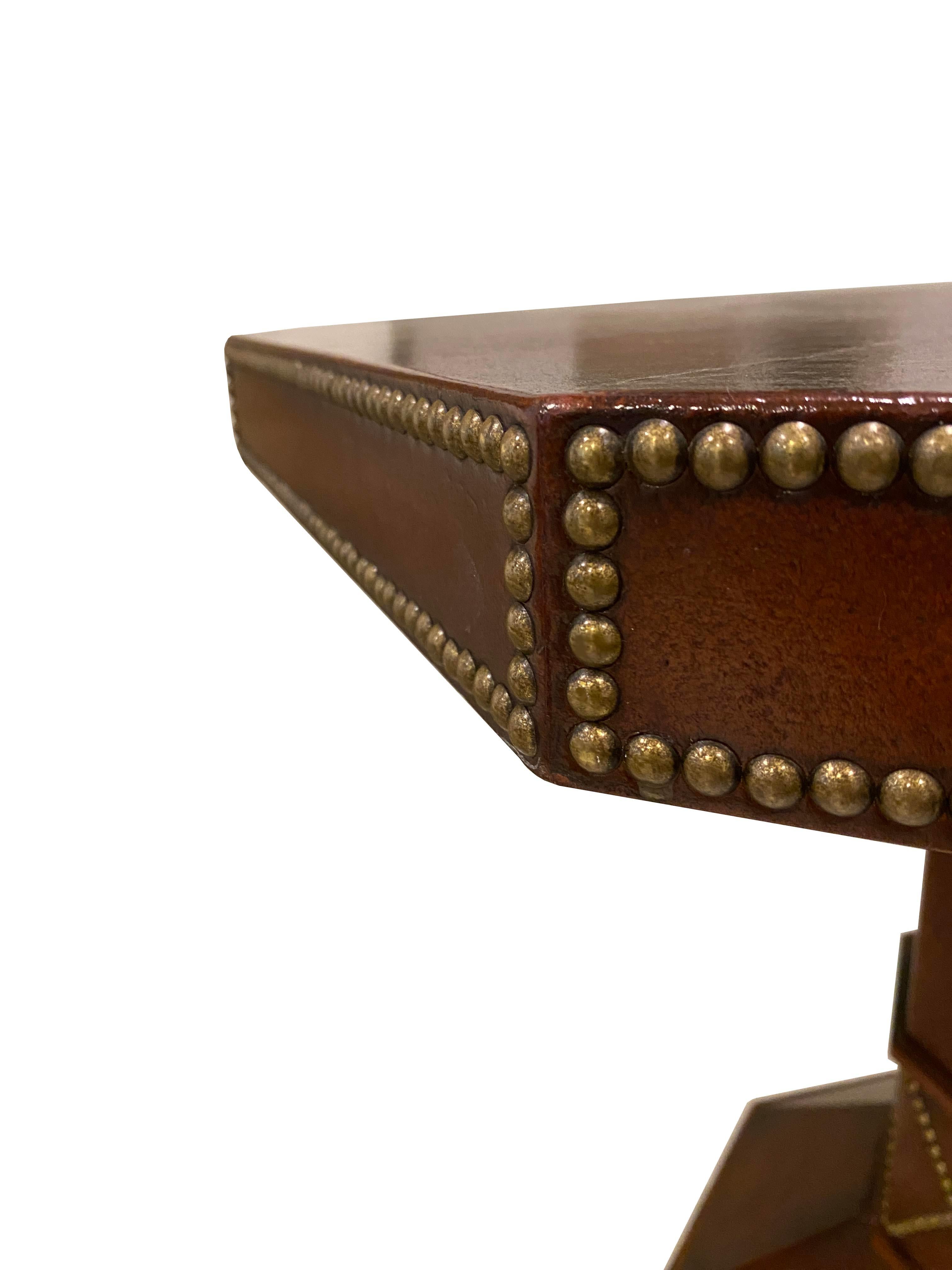 Beautiful Octagonal Leather Game Table For Sale 1