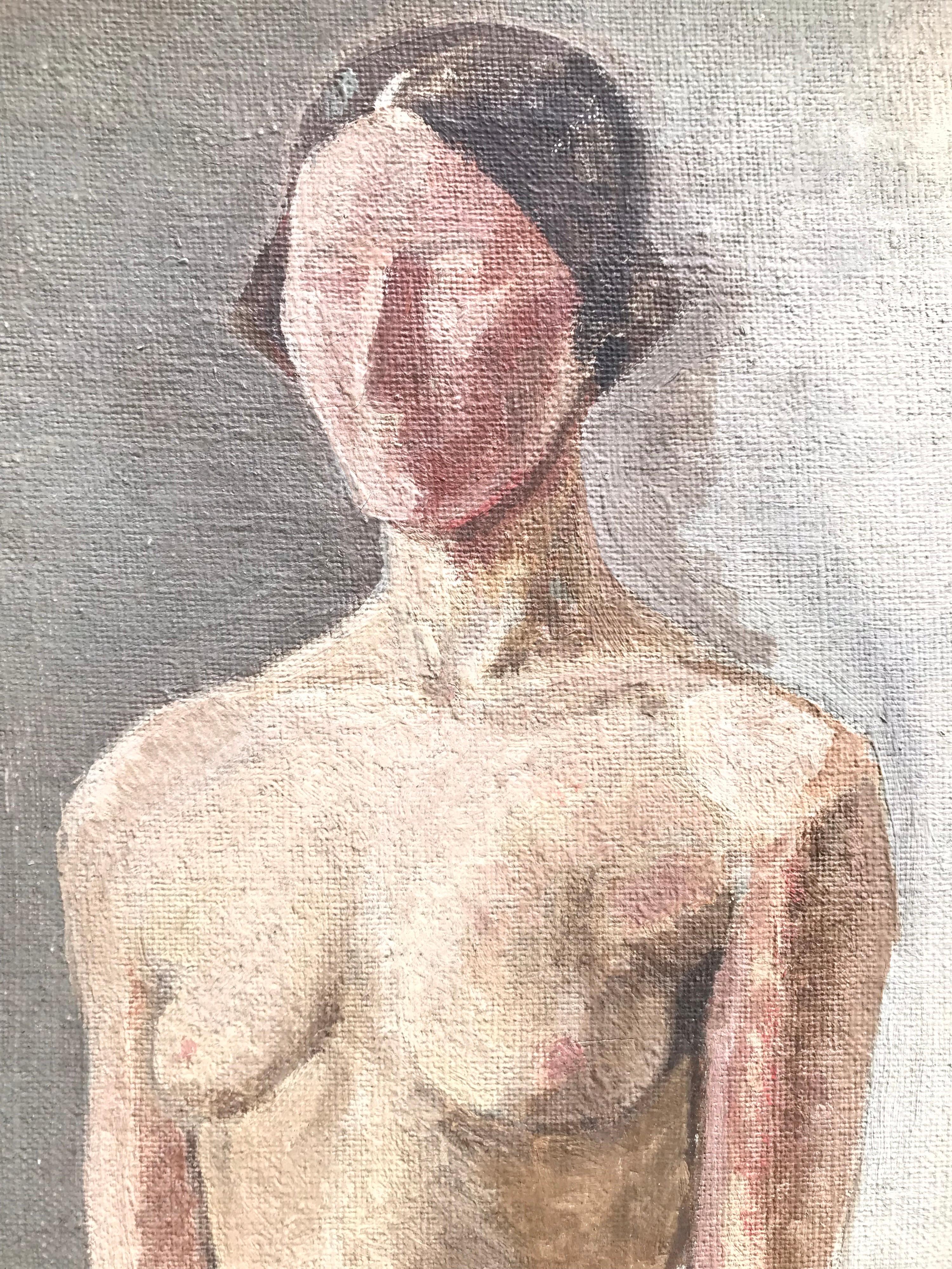 Mid-Century Modern Beautiful Oil on Canvas of a Naked Standing Lady by Knud Appel