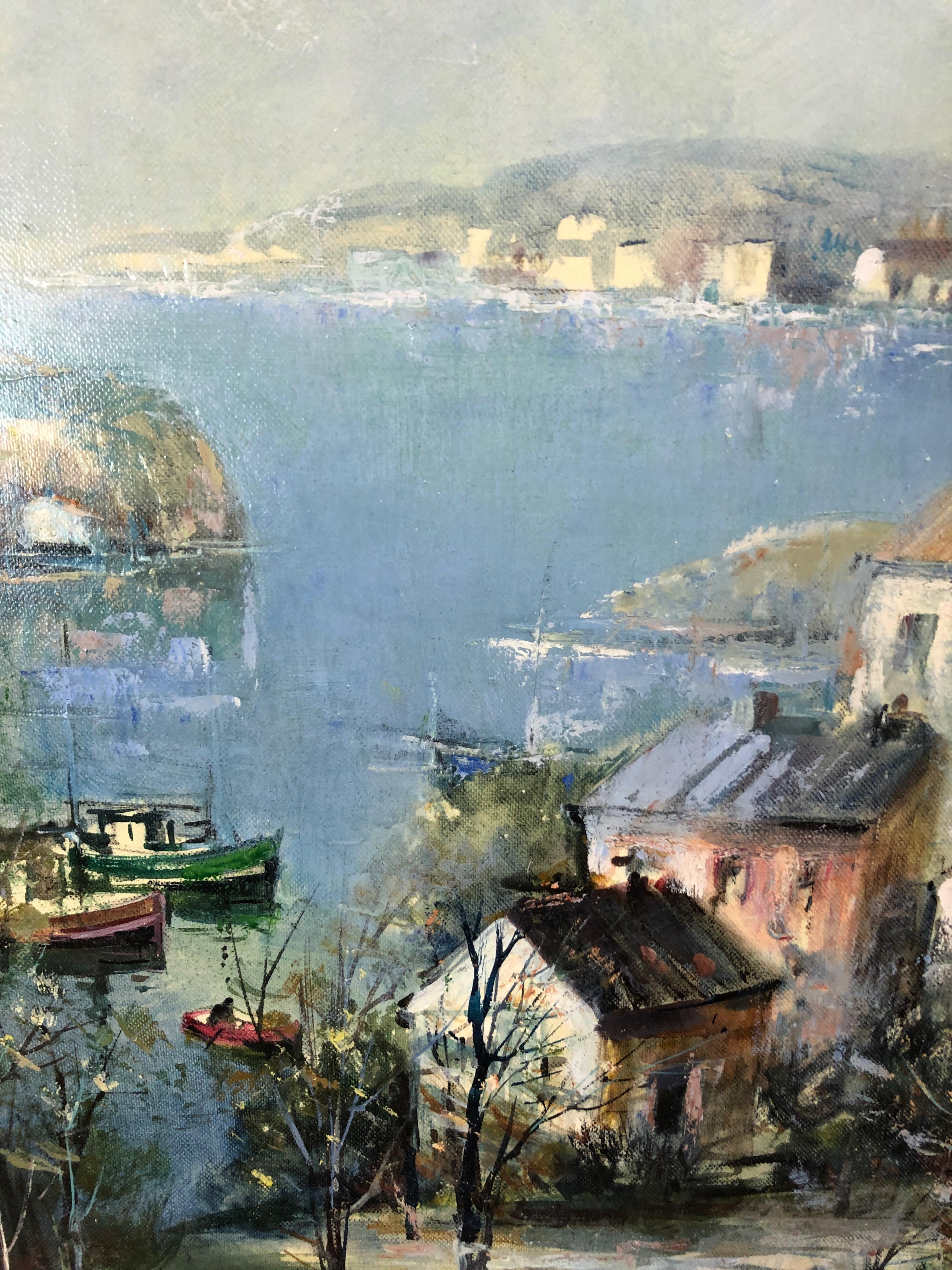Beautiful Oil on Canvas of Port Landscape by Lucien Delarue 2