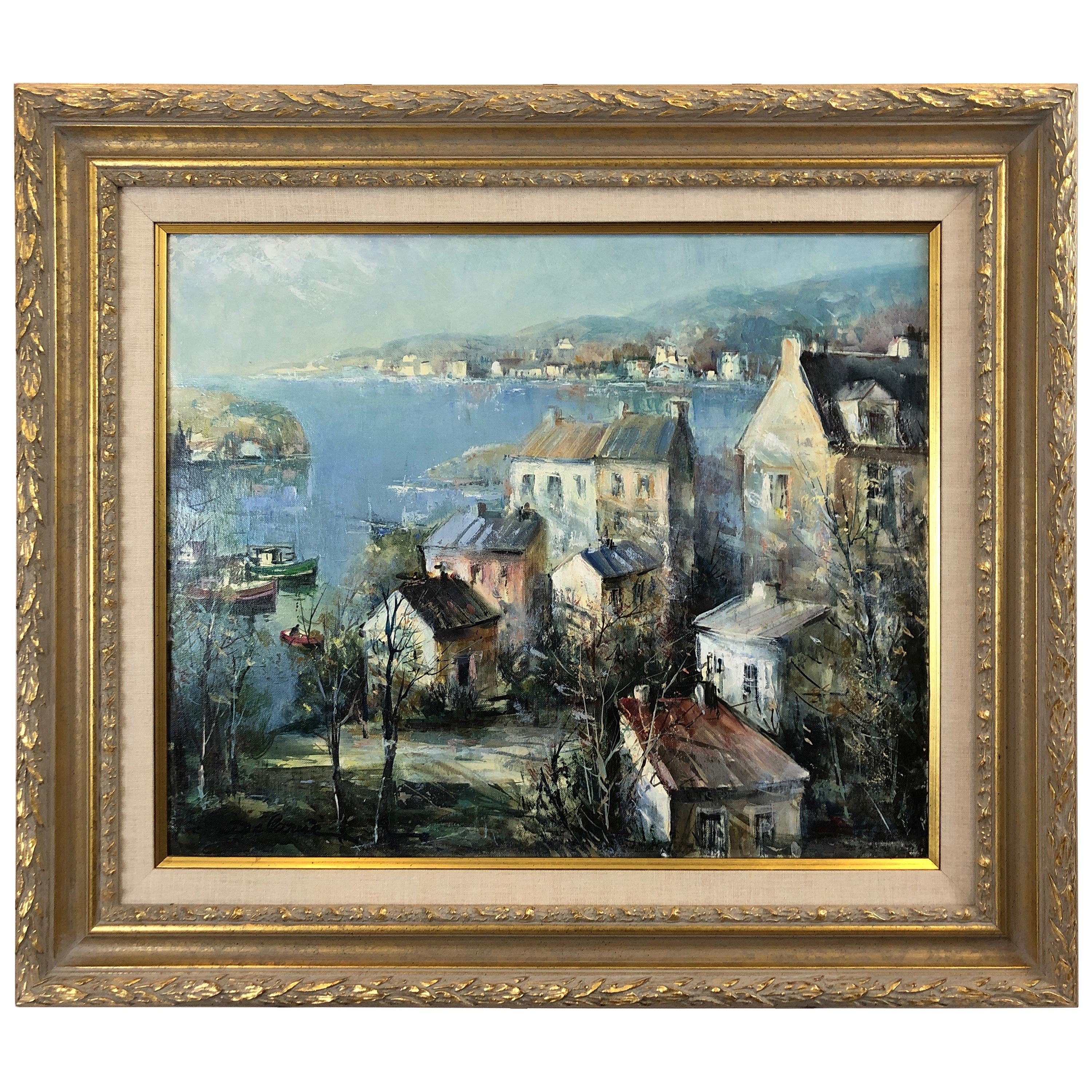 Beautiful Oil on Canvas of Port Landscape by Lucien Delarue