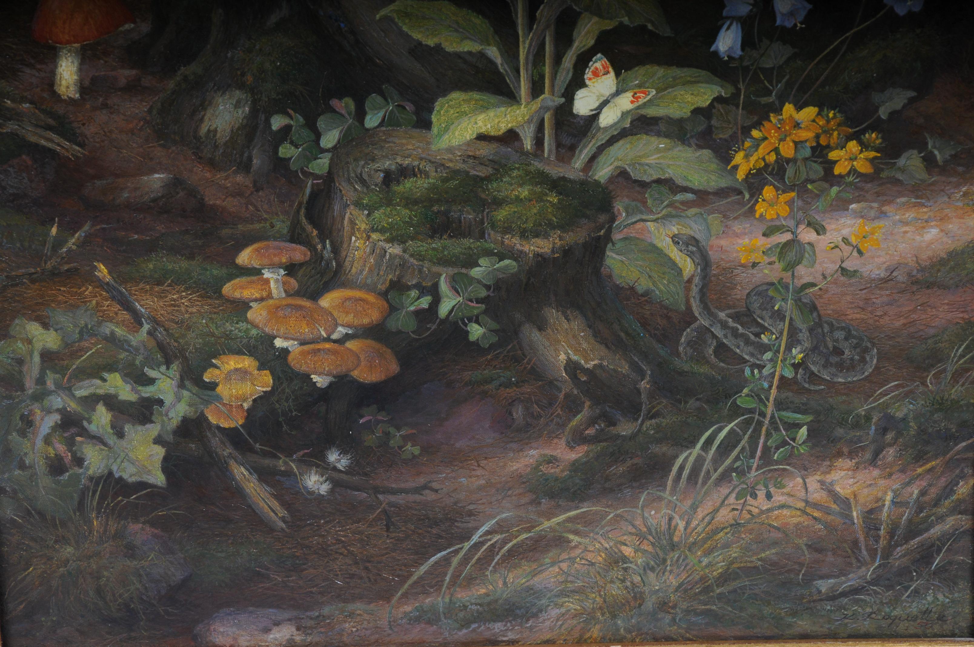 Belle peinture à l'huile de faon, signée K. ROQUETTE 20ème siècle Bon état - En vente à Berlin, DE