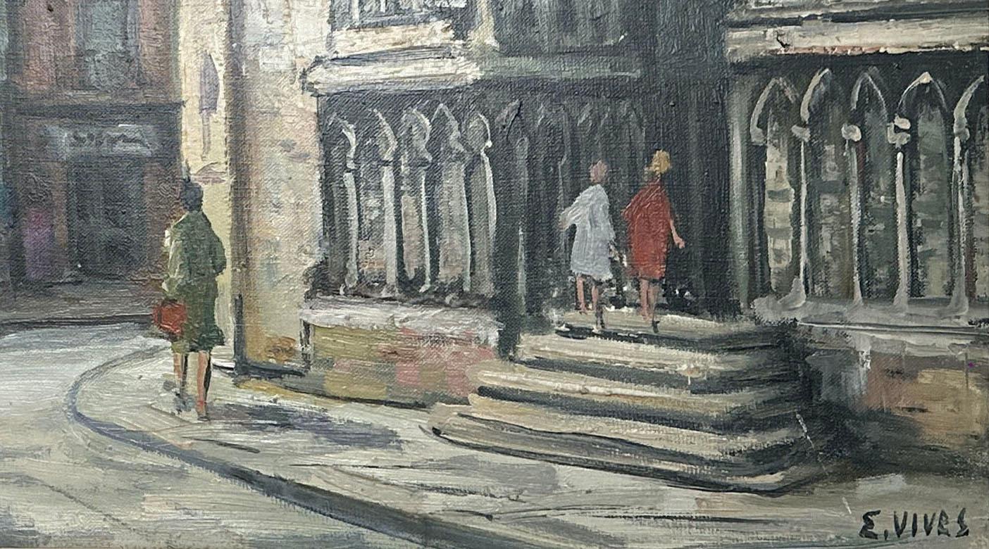 Hand-Painted Beautiful Oil Painting of a Street in Spain For Sale