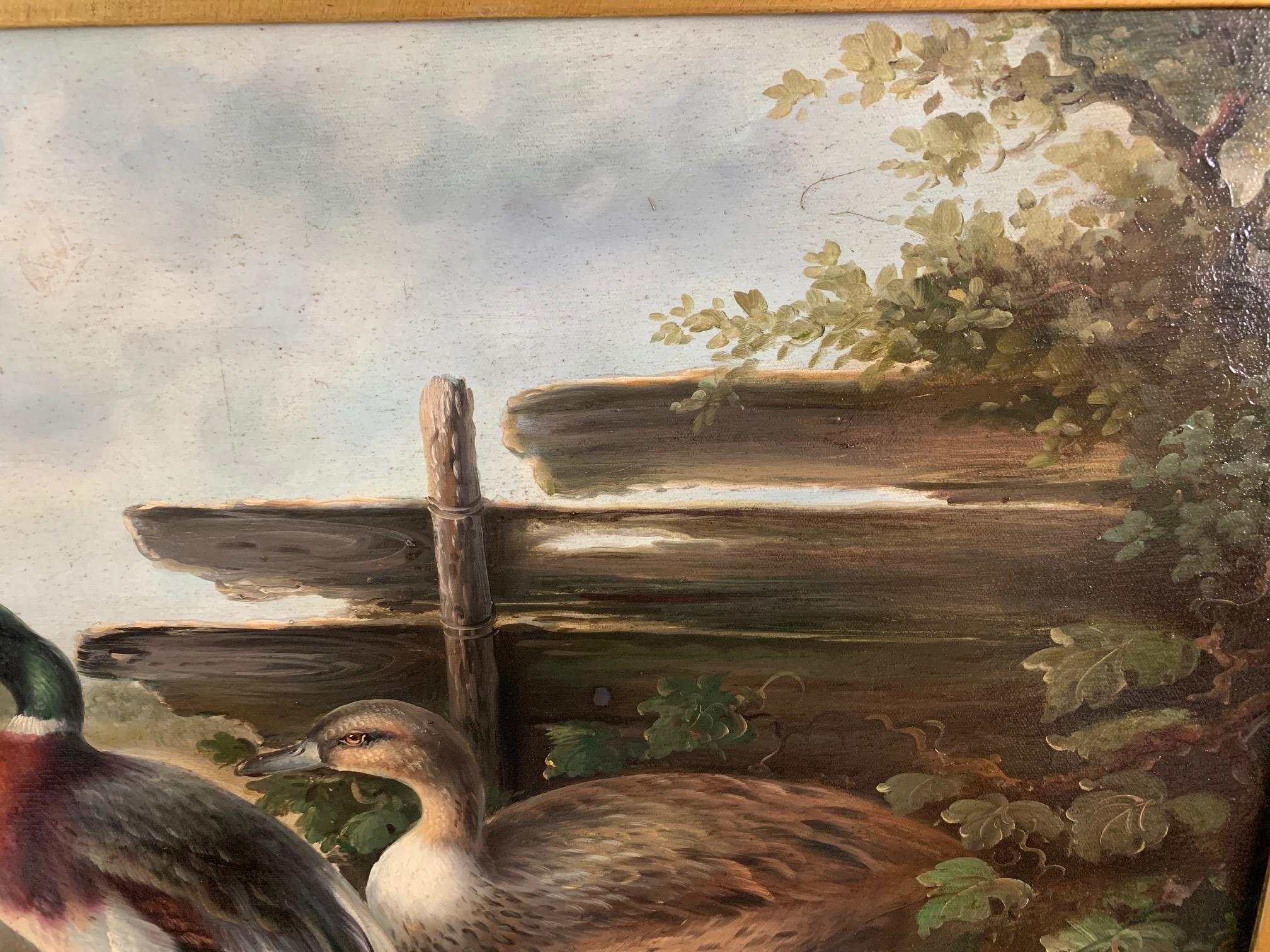 Beautiful Oil Painting of Ducks in Bucolic Landscape 3